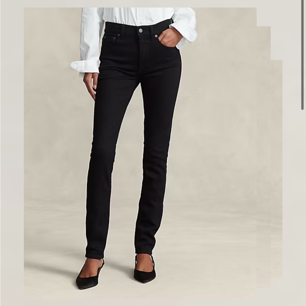 NWT Polo Ralph Lauren The Straight Sz 25 Black Jeans Denim High Rise $248
